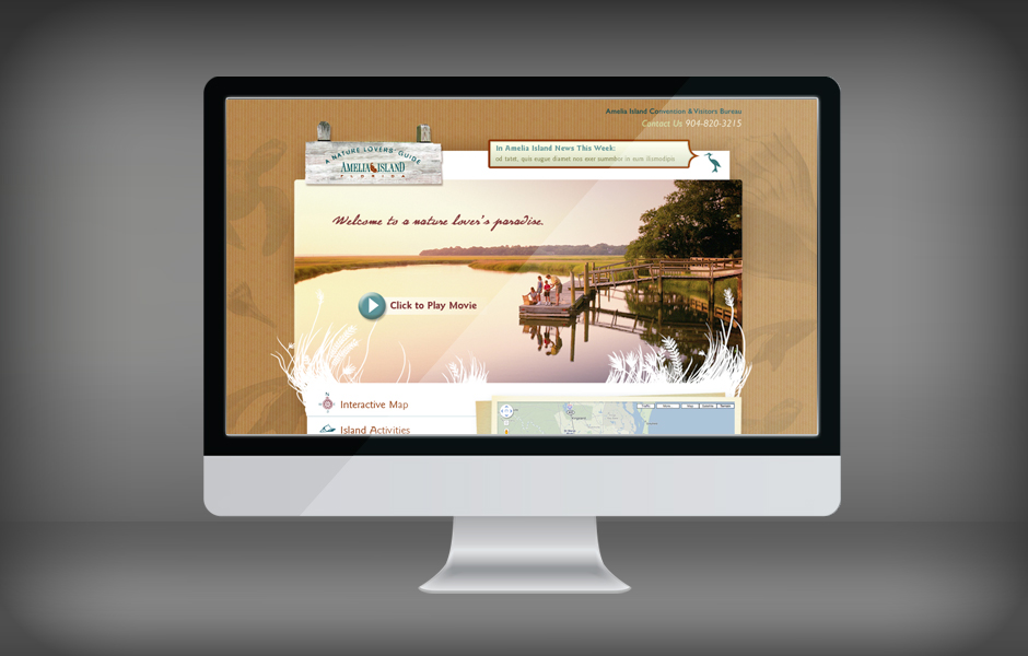 Marketing brochure and website for Amelia Island Tourist Development Council that featured the natural beauty and wildlife of the island.